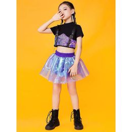 New Children Costume Wear Women Girls Sequin Hip-hop Jazz Kids Dance Competitions Performance Stage Clothing