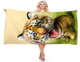 Animal Tiger Bear Panda Beach Towel 3D Digital Printing Rectangular Bath Towels Microfiber Towel3369695