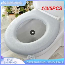 Toilet Seat Covers 1/3/5PCS Winter Warm Cover Closestool Mat Bathroom Accessories Knitting Pure Colour Soft O-shape Pad Bidet