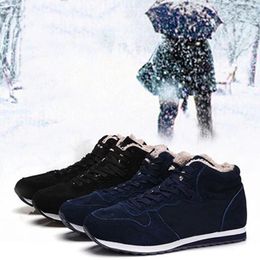 Fitness Shoes Winter Men's Warm Boots Fashion Lace Up Solid Colour Outdoor High-top Increase Cotton Anti Skid Snow 2024