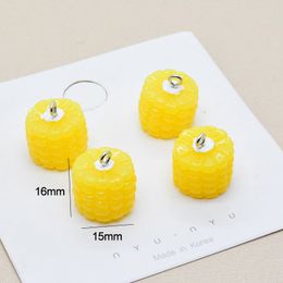 6pcs 3D Vegetable Part Corn Resin Charms Funny Cute Food Pendant For Earring Keychain Diy Crafts Jewelry Making