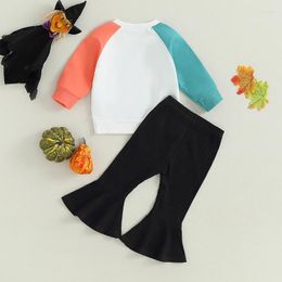 Clothing Sets ZZLBUF 2Pcs Baby Boy Halloween Outfits Set Contrast Colour Ghost Letter Pattern Long Sleeve Sweatshirt Elastic Waist Pants