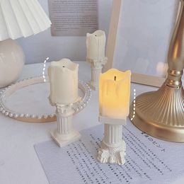 Candlestick Mood Light Decorative Resin Night Light Candle Lamp Candle Holder Desktop Ornament Room Decor Photography Props