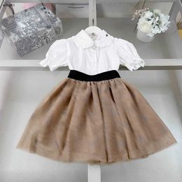 Brand baby tracksuits summer girls Dress suit kids designer clothes Size 90-150 CM Short sleeved shirt and lace skirt 24April