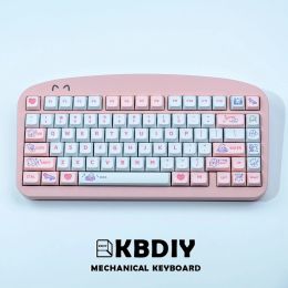 Accessories KBDiy 129 Key PBT Cute Steam Rabbit Pink Keycaps for Mechanical Gaming Keyboard Custom MX Switche SYESUB XDA Profile Key Cap