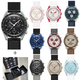 Watches Original Brand Same Swatch Watch For Mens Ladies Multifunction Plastic Case Moonwatch Business Chronograph Explore Planet Clocks