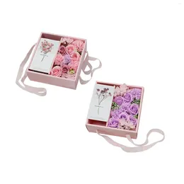 Decorative Flowers Soap Rose Flower Box Artificial Preserved Roses With Card