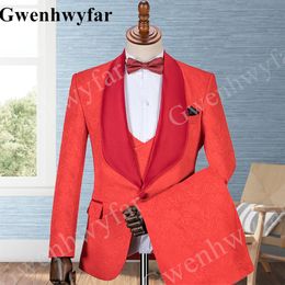 Gwenhwyfar Tailor Made Fuchsia Coat Men Suits 2022 Blazer Three Piece Jacket Pants Vest Slim Fit Groom Wedding Tuxedos Costume