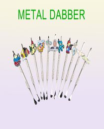 Metal pipe dabber Cartoon Metal Dabber glass bongs toolwater pipe dab oil rigs smoking accessories for glass bow7909915