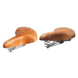 Leather Bike Saddle Seat with Springs (Brown) 26x21.5cm