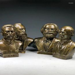 Decorative Figurines Bronze Bust Of Four Great Men Brass Lenin Marx Engels Stalin Handicraft Ornament Statue