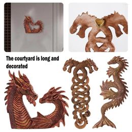 Decorative Figurines Dragon Statue Wall Decor Wooden Carving Art Creative Norse Dragons Wood Hanging Boho Home
