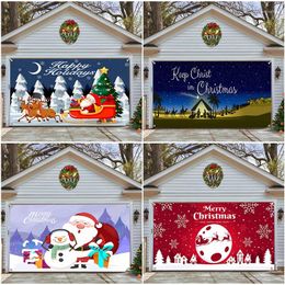 Tapestries Christmas Garage Door Banner Background Decoration Merry Mural Festival Outdoor Sign