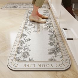 Waterproof PVC Kitchen Rug Anti Slip Kitchen Mat Floor Carpet PU Leather Long Hallway Balcony Rug American Style Doormat