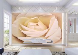 Wallpapers Home Decoration 3d Stereoscopic Wallpaper Romantic Rose Flowers Custom Po White