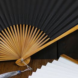 Xuan Paper Fan Bamboo DIY Hand Drawing Ventilador 26.5cm Portable Drama Paper Fan Summer Abanicos Para Boda Hanfu Hand Fans