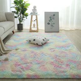 Rainbow Carpet for Living Room Plush Bed Room Floor Fluffy Mats Anti-slip Home Decor Rugs Soft Velvet Carpets Kids Room Blanket