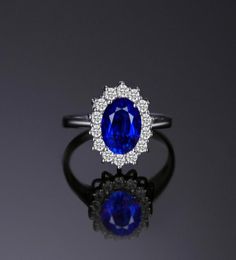 Blue Sapphire Engagement 925 Sterling Silver Ring Wedding jewelry desinger rings89107762669319