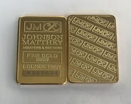 10 pcs Non magnetic Johnson Matthey silver gold plated bar 50 mm x 28 mm 1 OZ JM coin decoration bar with different laser serial n2130253