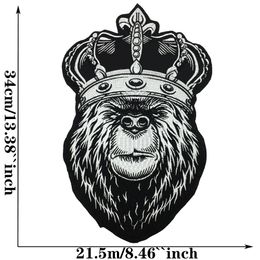 Large Embroidery Twill Motorcycle Biker Patches Crown Monkey Patch Biker for Jacket Backpack Vest Back Patch