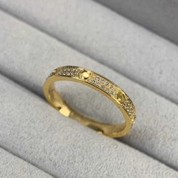 Designer Fashion High version Gold thick plated 18K Mijin wide narrow full sky star ring with two rows and three of diamonds fashionable personalized