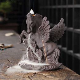 Arts and Crafts Purple Clay Waterfall Incense Burner The Horse Stepped Xianyun Home Decor Incense Stick Holder Ceramic Censer Handicrafts L49