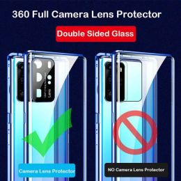 360 Double Sided Magnetic Glass Case For Huawei P30 P40 P50 P60 Pro Cover Honour 30 40 50 60 70 80 90 Pro Camera Lens Protector