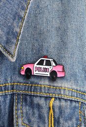 Police Car POLICE Pink White Cute Special Personality Tide New Brooch Creative Cartoon Lapel Denim Badge9861678