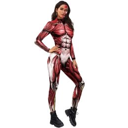 Halloween Novelty Costume Men's Women's Bodysuit Suit Boys Girls Red Human Muscle Print Tight Jumpsuit Unisex Tracksuit Zentai