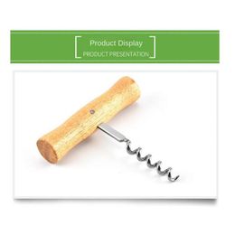 Wine Opener With Wooden Handle Screw Opener Wine Beer Tool Bar Wood Handle Corkscrew Professional For Kitchen New Gadget Kitchen