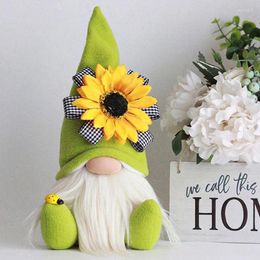 Decorative Figurines Cute Gnome Decoration Yellow Sunflower Plush Statues Handmade Weaving Faceless Pendant Ornament Desktop Decor Year Gift