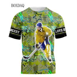 Men's T-shirts 3d Graphic Beautiful Hockey Printed Sports Tops Short Sleeve Street Oversized Man Tees Plus Size 6XL Summer Top