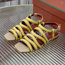 Sandals Lady Summer 2024 Full Of Famous Ethnic Style Narrow Band Design Ladies Shoes Advanced Sense Fashion Flat