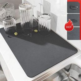 Carpets Napa Skin Drain Mat Kitchen Rubber Dish Drying Pad Super Absorbent Drainer Mats Tableware Bottle Rug Dinnerware Placemat
