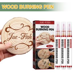 3Pcs DIY Wood Burning Pen Chemical Markers Pens Pyrography Caramel Marker Safe Non-toxic Art Pyrography Tools Friends Kid Gift