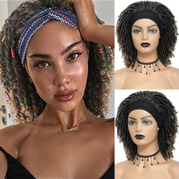 Soft Faux Locs Wigs for Women Synthetic 1B Ombre 27 30 BUG# Dreadlocks Hair Wig with Headbands Attached Ice Silk Scarf Wig Peruc