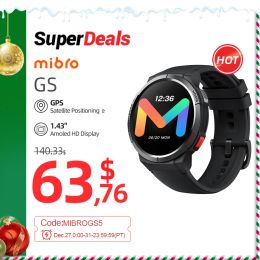 Watches Mibro GS Smartwatch GPS Positioning 460mAh Battery AOD 1.43Inch AMOLED HD Screen 5ATM Waterproof Sport Men Women Smart Watch