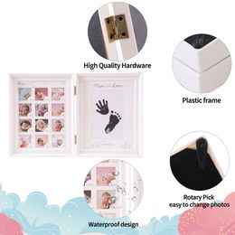 Newborn Baby Hand & Footprint Makers with Ink Pad and Foldable Commemorative Photo Frame Perfect for Shower Gifts