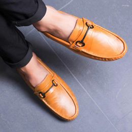 Casual Shoes Outdoor Comfortable Driving Genuine Leather Men Loafers Breathable Moccasins Mens Handmade Slip On