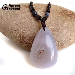 Pendant Necklaces Real Natural Stone Polished Agate Geode Quartz Crystal Cluster Treasure Bowl Specimen Necklace For Jewelry Making BD1002