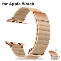 Leather Loop for Apple Watch ultra Band 49mm 44mm 40mm 41mm 45mm 42 mm 38mm Magnetic Strap for iwatch series 8 7 SE 6 5 4 3 2 1