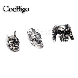 5pcs Skull Bead Charm Punk Beads DIY Knife Lanyard Hang Pendant Paracord Bracelet Braid Dreadlock Craft Accessories Silver