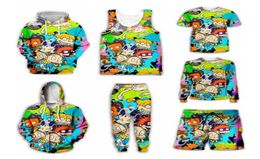 2022 NUOVO FASCIE Cartoon Rugrats 90039S 3D Stampa 3D mendomen pantaloni casual pantaloni maglietta con cappuccio con felpa con cappuccio zipper hoo8303162