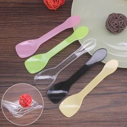 Disposable Flatware 100pcs Ice Cream Dessert Spoons Transparent Colorful Plastic Party Cutlery Clear Kitchen Supplies