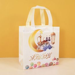4Pcs Eid Mubarak Nonwoven Gift Bags 2023 Ramadan Kareem Cookie Candy Packaging Bag Box Muslim Islamic Festival Party Supplies
