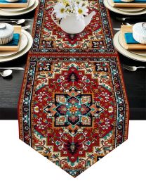 Bohemian Floral Textured Table Runner Tablecloths Retro European Home Decor Dinner Table Cloths Wedding Party Luxury Table Cover