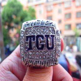 2014 Horned Frogs Big 12 Ring with Wooden Display Box Souvenir Men Fan Gift Wholesale Drop Shipping5892758