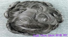 Human hair toupee brazilain remy 1B mixed 40 grey Colour full pu men toupee hair replacement full swiss lace toupee 7837779