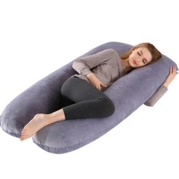 U Shape Maternity Pillow 130x70cm Soft Coral Fleece Pregnancy Body Pillow for Side Sleepers Relaxing Bedding for Pregnant Women