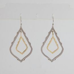 Mixed Metal Dangles Double Drop Earring with Cartons in Gold19673225913265